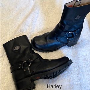 Black Leather Harley Davidson Riding Boots
